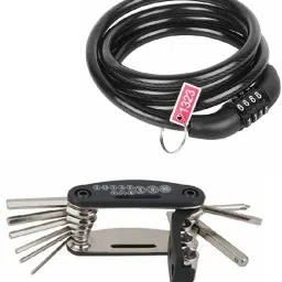 Multi-Purpose Mountain Bike Repair Tool Kit with Spiral lock combination (Combo) Bicycle Lock-17