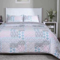maspar Blue Cotton Polyester Floral Print 110 GSM Double Bed Quilt-picture-8