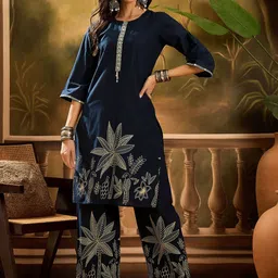 Vastramyaa Women Floral Printed Cotton Kurta with Trousers-image-99