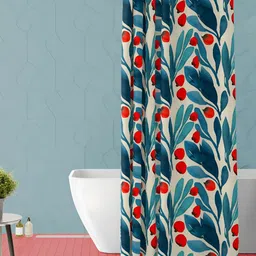 ArtzFolio Green & Cream Colored Floral Printed Waterproof Shower Curtain-picture-6