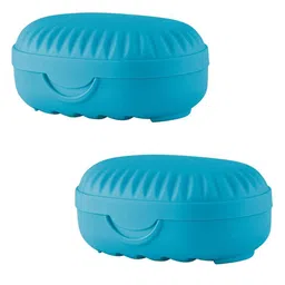 Kuber Industries Blue 2 piece Solid Plastic Soap Dish-image-78