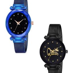 Gopal Shopcart Women Pack of 2 Round Dial Watch GR_379_Blue_12_Prizam_Queen_Maganet-image-57