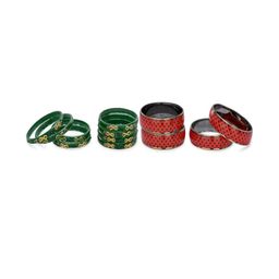 SOMIL Set Of 12 Green Alloy Artificial Stones & Beads Bangles-picture-10