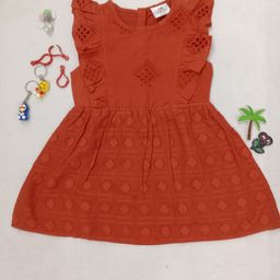 Creative Kids Ethnic Motifs Embroidered Flutter Sleeve Fit & Flare Dress-image-35