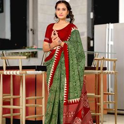 DIVASTRI Ethnic Motifs Block Print Saree-picture-1