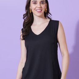 Kushi Flyer Women Solid Sleeveless V-Neck Top-image-35