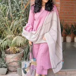 HETVI CREATION Notch Neck Straight Kurta With Trousers And Dupatta-image-72