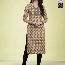Moda Rapido Women Ethnic Motifs Printed Floral Crepe Kurta-image-81