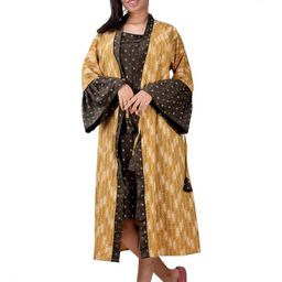 CLYMAA Green Pure Cotton Maxi Printed Nightdress-image-98
