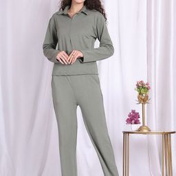 ETC Women Shirt Collared Zipped Top & Pajama Night suit-image-81