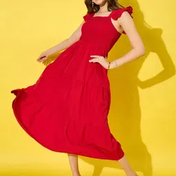 BUY NEW TREND Crepe Fit & Flare Midi Dress-image-21
