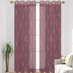 Aura Lavender 2 Pieces Self Design Sheer Door Curtains-picture-32