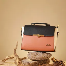 MABEE PU Structured Satchel with Bow Detail-15