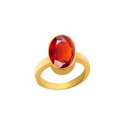 GenZcomplex Unisex Gold-Plated Garnet Stones Studded Finger Ring-image-48