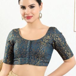 VAMAS - THE DESIGNER BLOUSES Women Round Neck Padded Saree Blouse-12