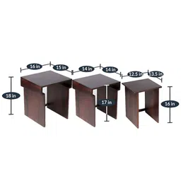 ikiriya IkiriyaSet of 3 Red Nesting Tables In Dark Walnut Finish image 3