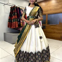 Fabcartz Ethnic Motifs Woven Design Semi-Stitched Lehenga & Unstitched Blouse With Dupatta-picture-43