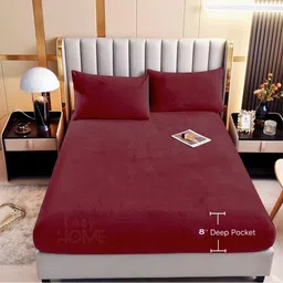 ohello Maroon King Bedsheet with 2 Pillow Covers-17