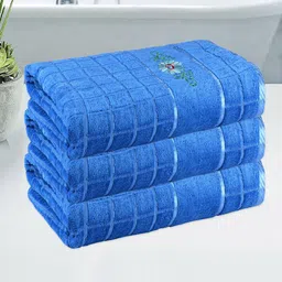 Kuber Industries Blue 3 Printed Other 250 GSM Bath Towel-79