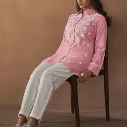 Anouk Floral Embroidered Shirt Collar Straight Kurta-picture-23