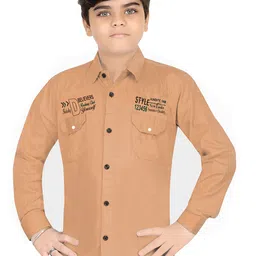 BAESD Boys Classic Regular Fit Spread Collar Solid Cotton Casual Shirt-image-77