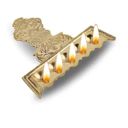 POSHIFY Brass 5 Diya Aarti Holder Pooja Essential-31