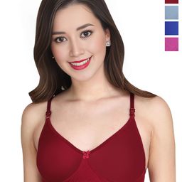Liigne Women Pack of 4 Cut and Sew Full Coverage Cotton Bra-picture-17