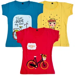 FAZZA Girls Pack of 3 Graphic Printed T-shirt-picture-26