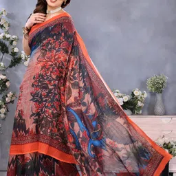 VJ FASHION Women Plain Linen Digital Printed Saree with Unstitched Blouse Piece-picture-42