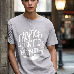 GRACE & JACK Typography Printed Round Neck Short Sleeves Regular Fit Casual T-Shirt-picture-2