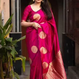 KALINI Ethnic Motifs Zari Banarasi Saree With Unstitched Blouse Material-image-26
