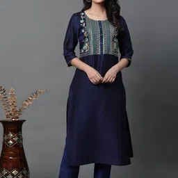 AURELIA Women Geometric Thread Work Kurta-image-88