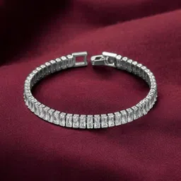 Zabby Allen Silver Plated American Diamond Studded Wraparound Bracelet-4