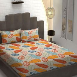 YaAkholic Multicoloured 210 TC Queen Bedsheet with 2 Pillow Covers-image-82