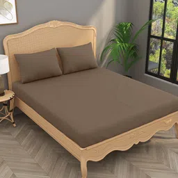 Gulaab Jaipur Brown 400 TC Cotton Super King Bedsheet Set 2.74 m x 2.74 m-image-61