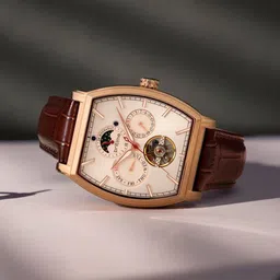 Britime Men Skeleton Dial & Leather Textured Straps Analogue Automatic Motion Powered Watch 985-L30308-6
