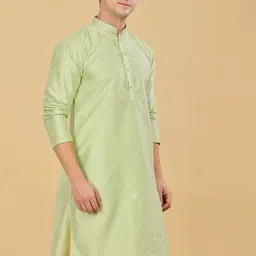 Anouk Men Ethnic Motifs Printed Regular Dupion Silk Kurta with Pyjamas image 3
