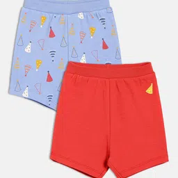 MINI KLUB Boys Pack Of 2 Mid-Rise Pure Cotton Shorts-50