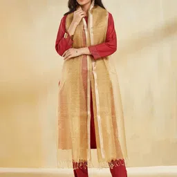 Fabindia Geometric Woven Design Cotton Silk Dupatta-picture-29
