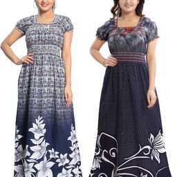Inner Beats Women Pack Of 2 Multicoloured Cotton Blend Nightdress-picture-32