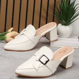 CHINRAAG Women Block Heels Mules-11