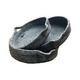 Ariya 3 Pieces Round Storage Basket Grey Cotton Blend Multipurpose Toy Organizer-39