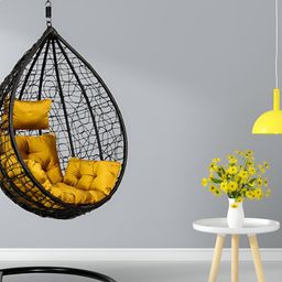 Swingzy Black & Yellow Hammock Hanging Swing With Cushion-45