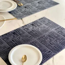 Mason Home Damask Set of 6 Grey Textured Table Placemats image 3