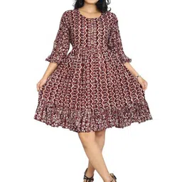 Farooq Dyeing Ethnic Motifs Printed Cotton Fit & Flare Dress-picture-29
