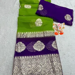 PAYAL CREATION Ethnic Motifs Woven Design Pure Georgette Maheshwari Saree-image-76