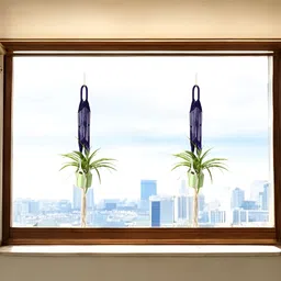DULI 2-Pcs Blue Handmade Macrame Boho HangingPlanters-55