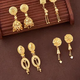 Anouk Set Of 4 Gold-Plated Ghungroo Beaded Dome Shaped Jhumkas-image-51