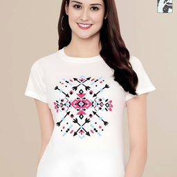 Mast & Harbour Women Typography 2 Printed Applique T-shirt-image-94