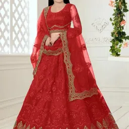 F Plus Fashion Girls Semi-Stitched Lehenga & Unstitched Blouse Net-image-80